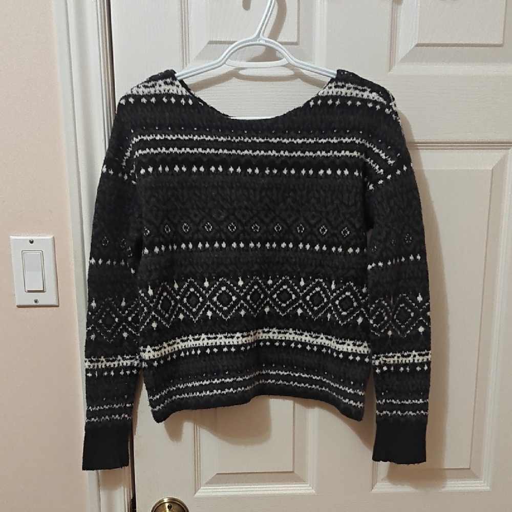 Fair Isle Black and White Sweater